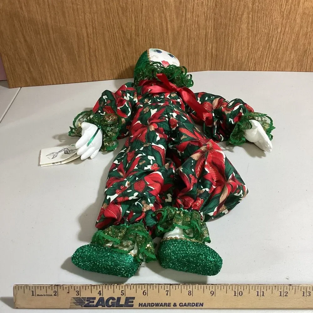 Vintage Handmade Jester Clown Joker Elf Christmas Doll 19”